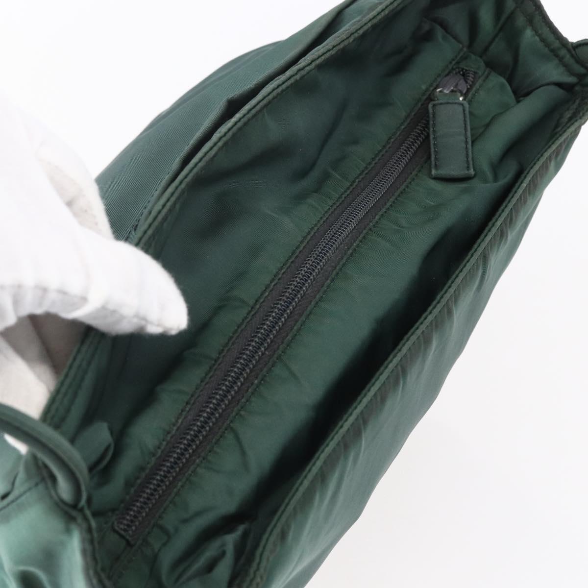 PRADA Tote Bag Nylon Green Silver Auth BA7499