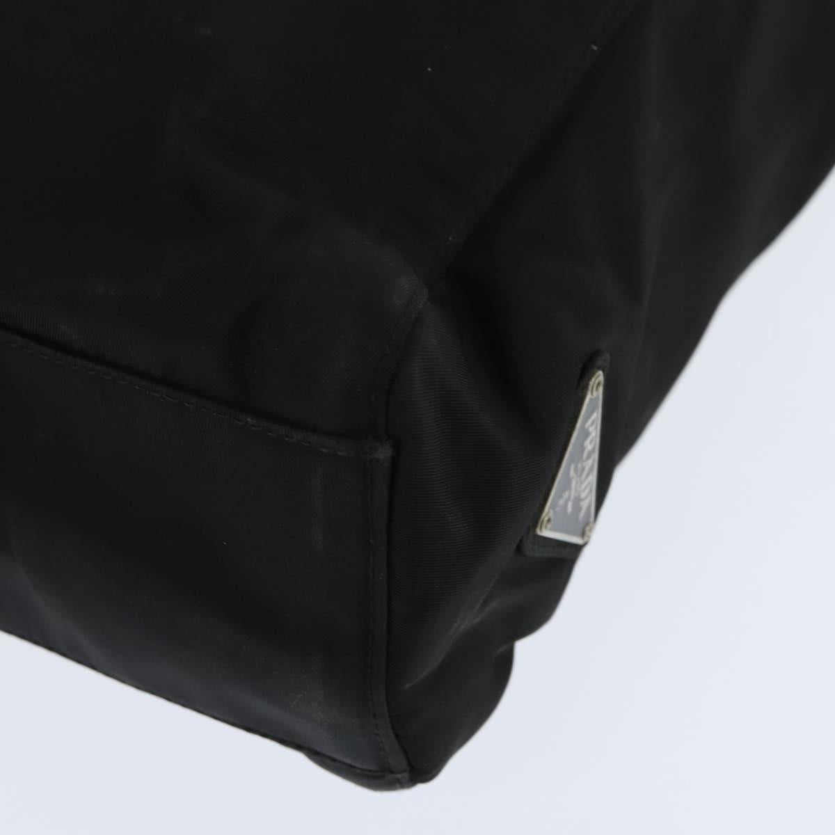 PRADA Hand Bag Nylon Black Silver Auth BA7500