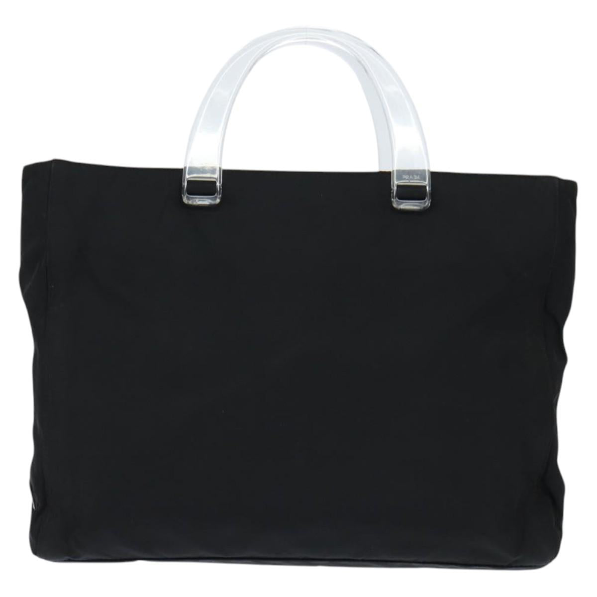 PRADA Hand Bag Nylon Black Silver Auth BA7500