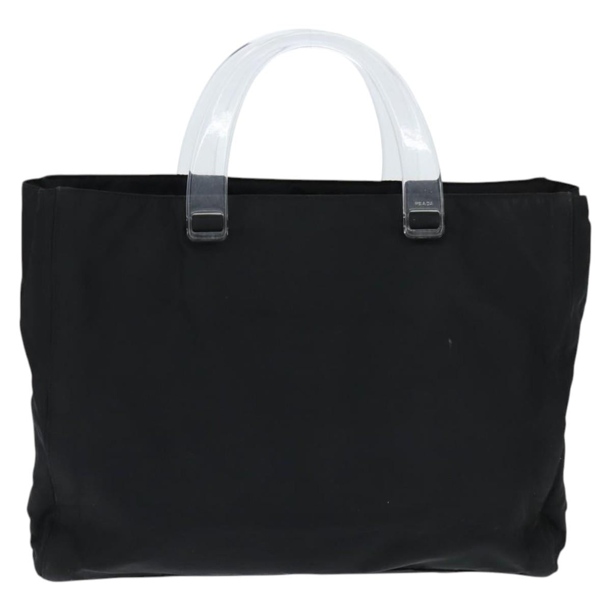 PRADA Hand Bag Nylon Black Silver Auth BA7500