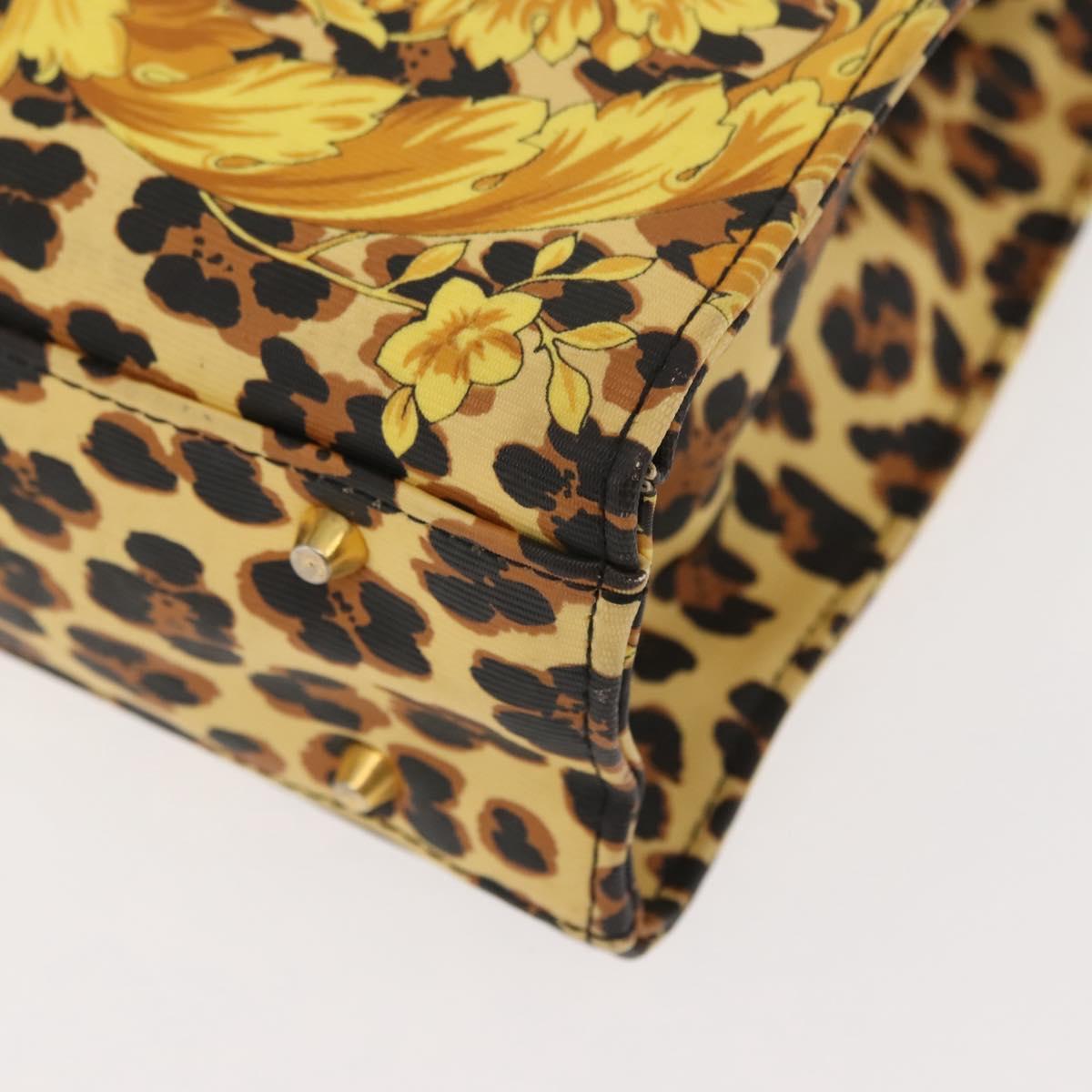 Gianni Versace Hand Bag PVC Leather Yellow Black Auth BA7502