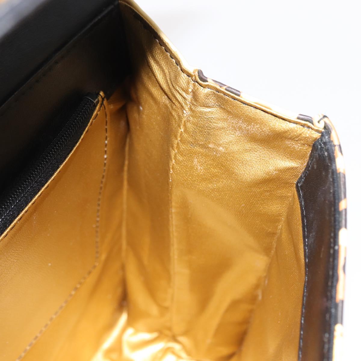 Gianni Versace Hand Bag PVC Leather Yellow Black Auth BA7502
