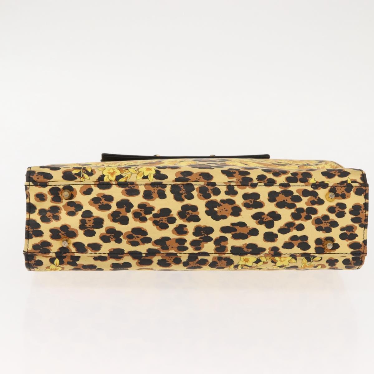 Gianni Versace Hand Bag PVC Leather Yellow Black Auth BA7502