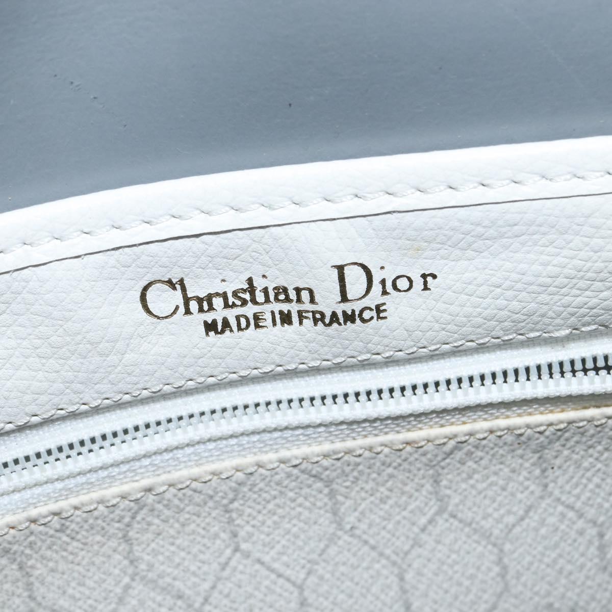 Christian Dior Honeycomb Canvas Shoulder Bag PVC White gold Auth BA7505