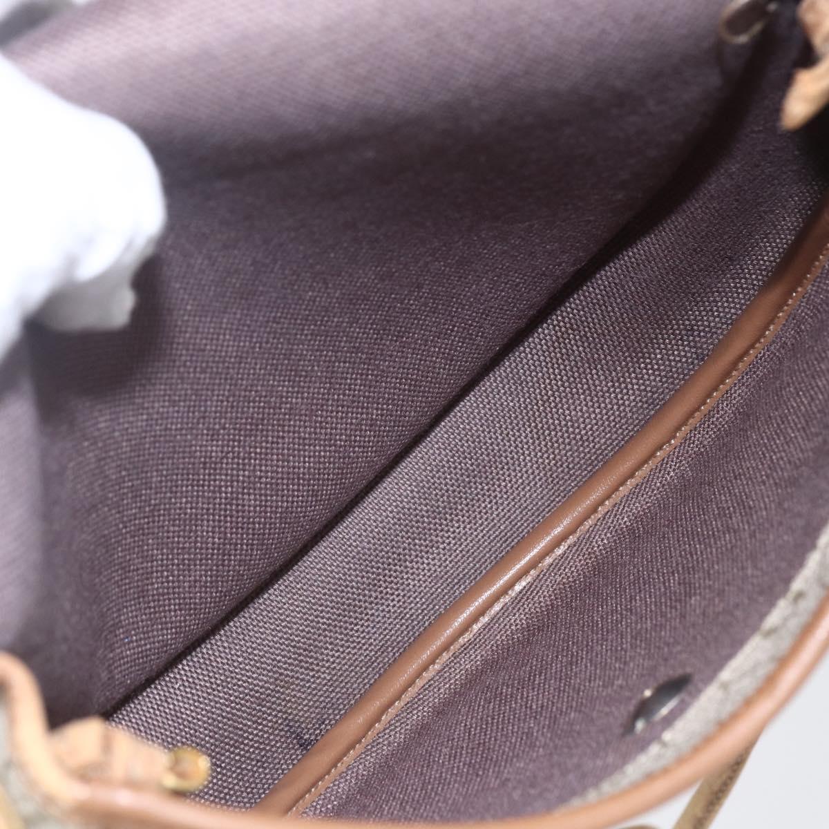 Christian Dior Honeycomb Canvas Shoulder Bag PVC Beige gold Auth BA7507