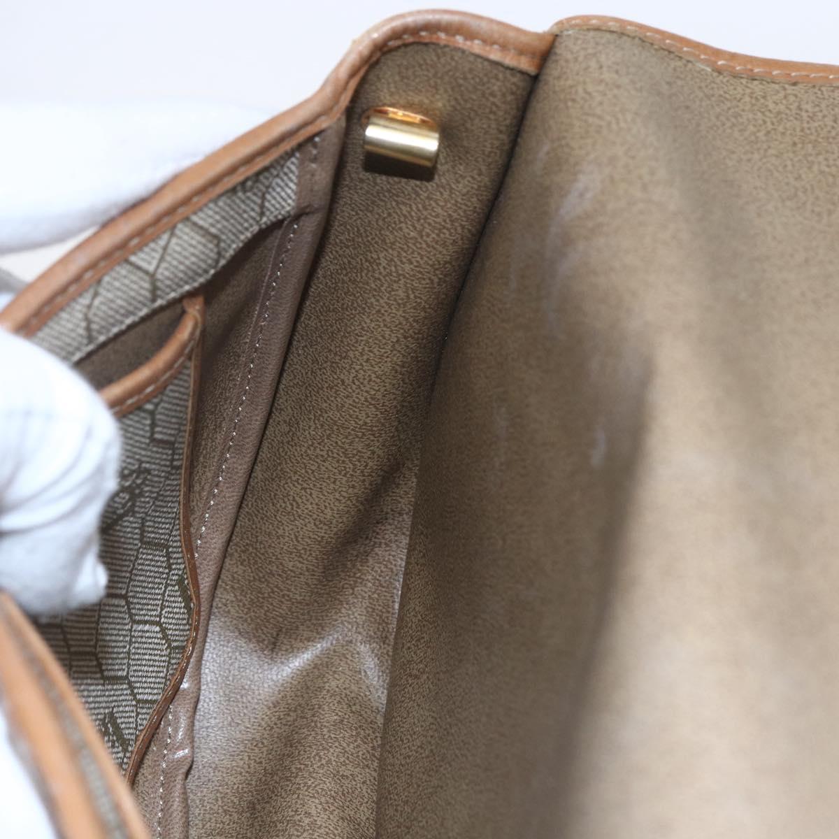 Christian Dior Honeycomb Canvas Shoulder Bag PVC Beige gold Auth BA7508