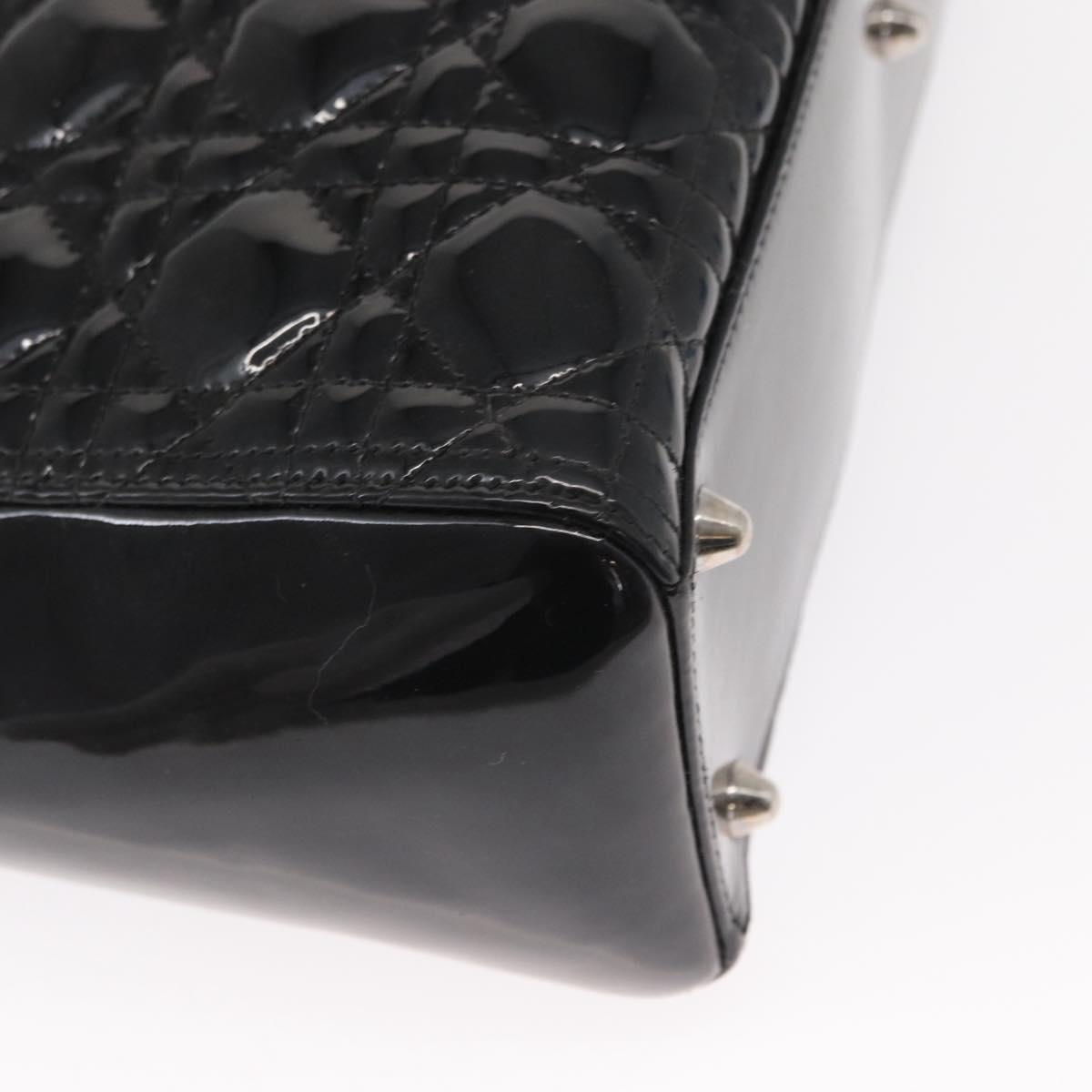 Christian Dior Canage Hand Bag Enamel 2way Black Silver Auth BA7509