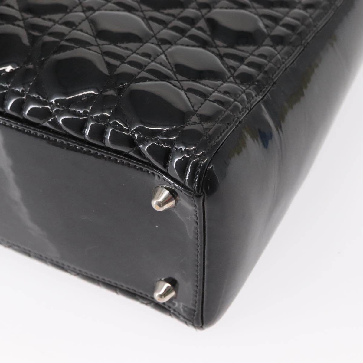 Christian Dior Canage Hand Bag Enamel 2way Black Silver Auth BA7509