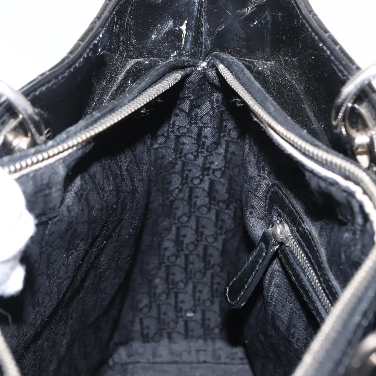 Christian Dior Canage Hand Bag Enamel 2way Black Silver Auth BA7509