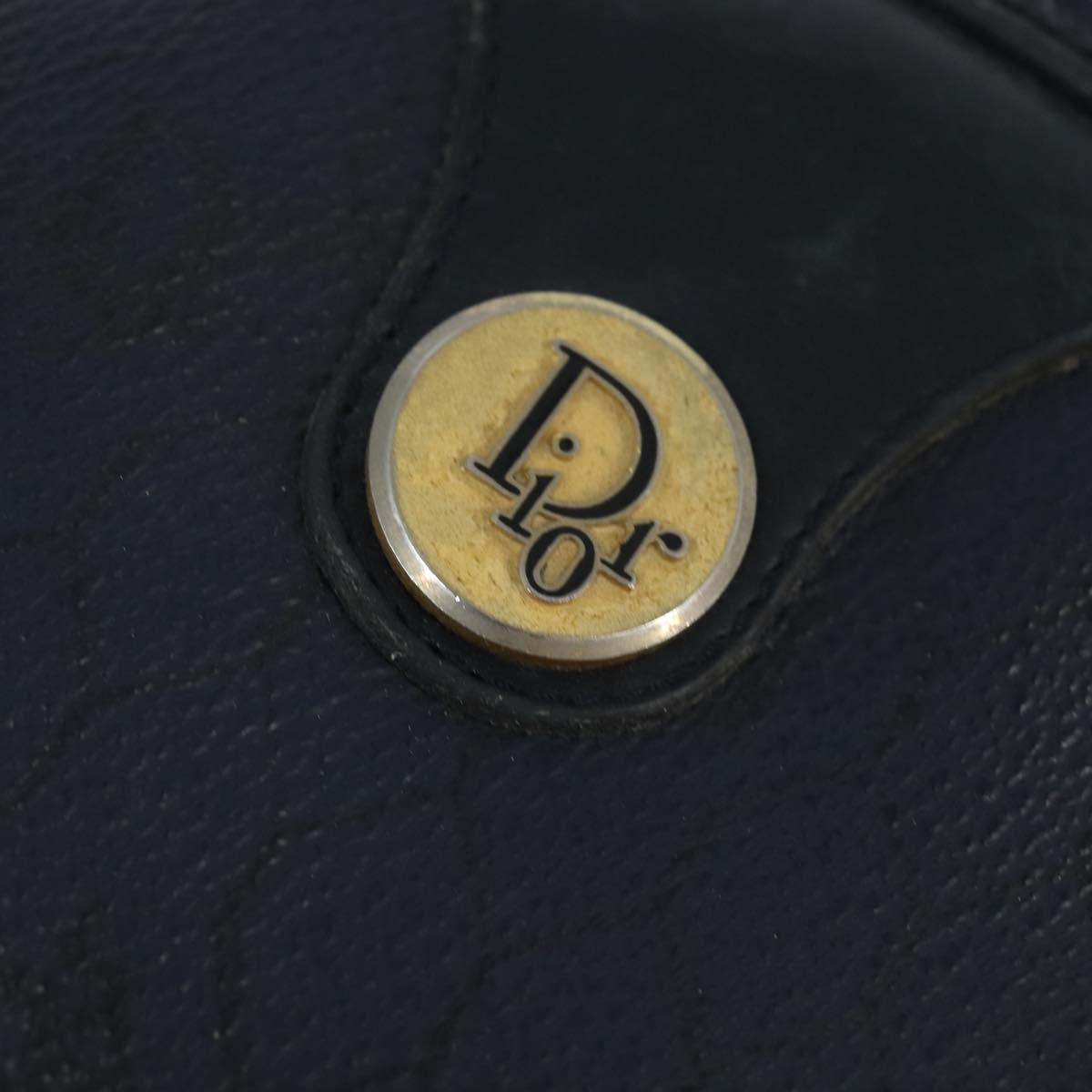 Christian Dior Honeycomb Canvas Shoulder Bag PVC Navy gold Auth BA7511