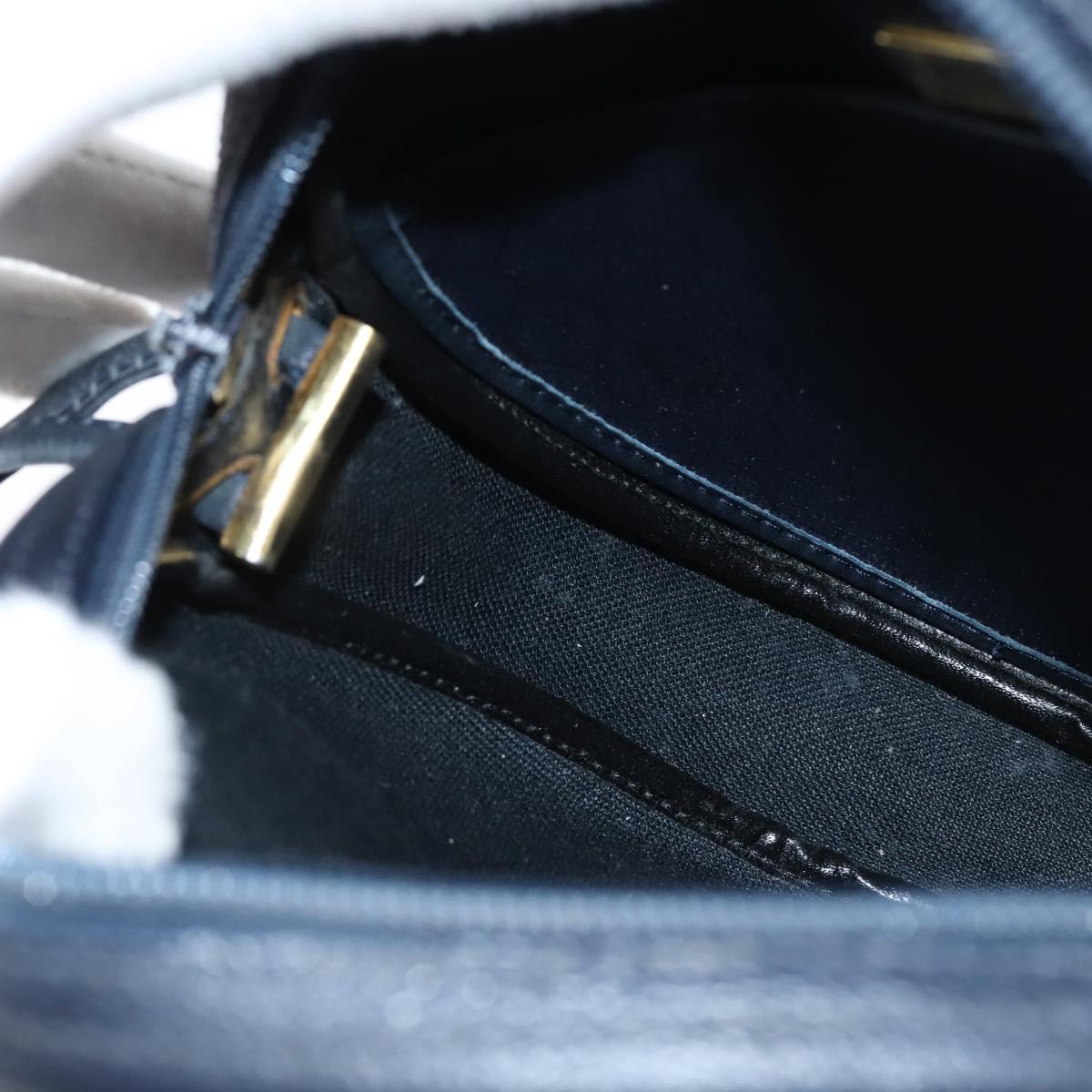 Christian Dior Honeycomb Canvas Shoulder Bag PVC Navy gold Auth BA7511