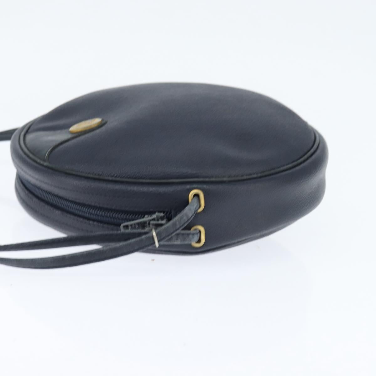 Christian Dior Honeycomb Canvas Shoulder Bag PVC Navy gold Auth BA7511