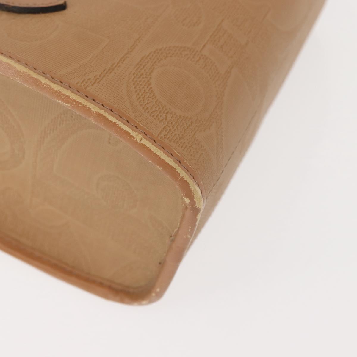 Christian Dior Hand Bag Leather Beige Gold Auth BA7513