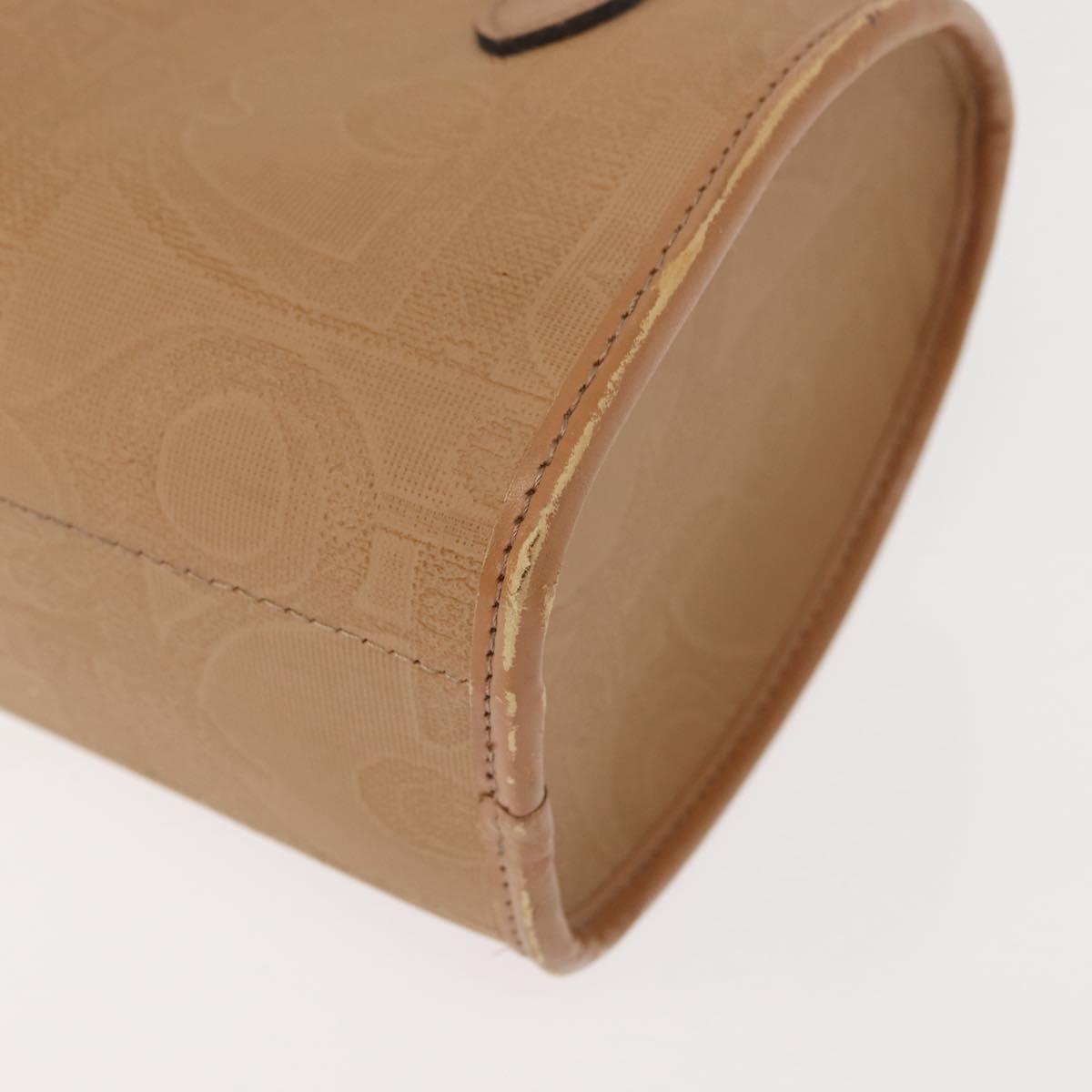 Christian Dior Hand Bag Leather Beige Gold Auth BA7513