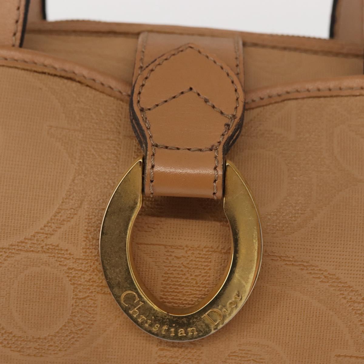 Christian Dior Hand Bag Leather Beige Gold Auth BA7513