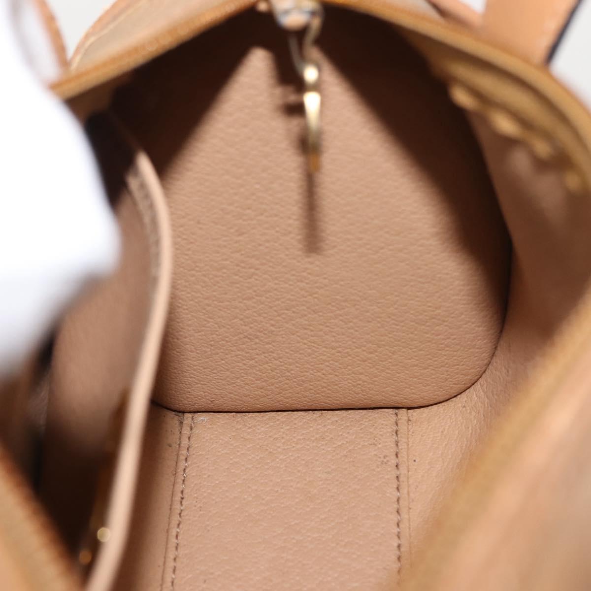Christian Dior Hand Bag Leather Beige Gold Auth BA7513