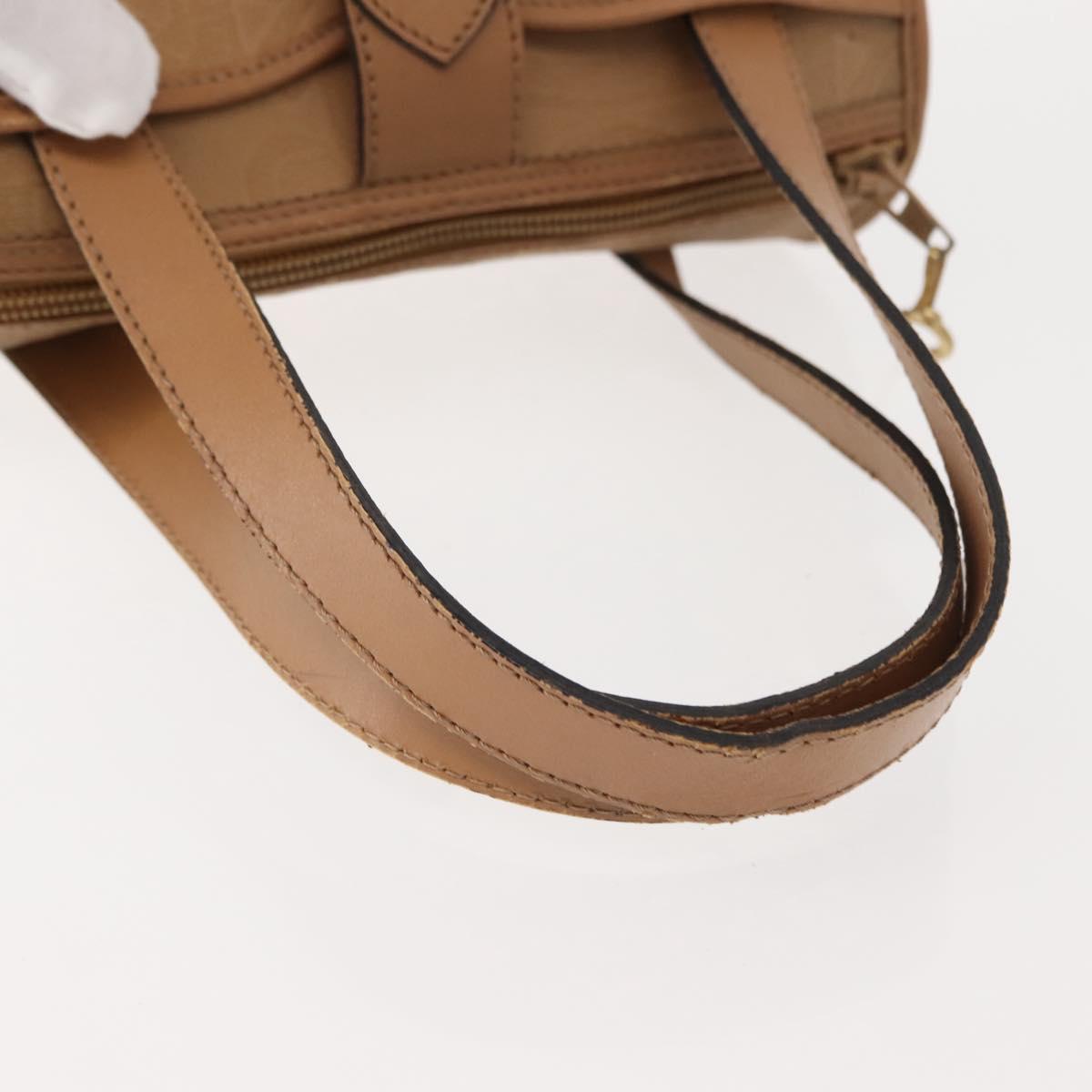 Christian Dior Hand Bag Leather Beige Gold Auth BA7513