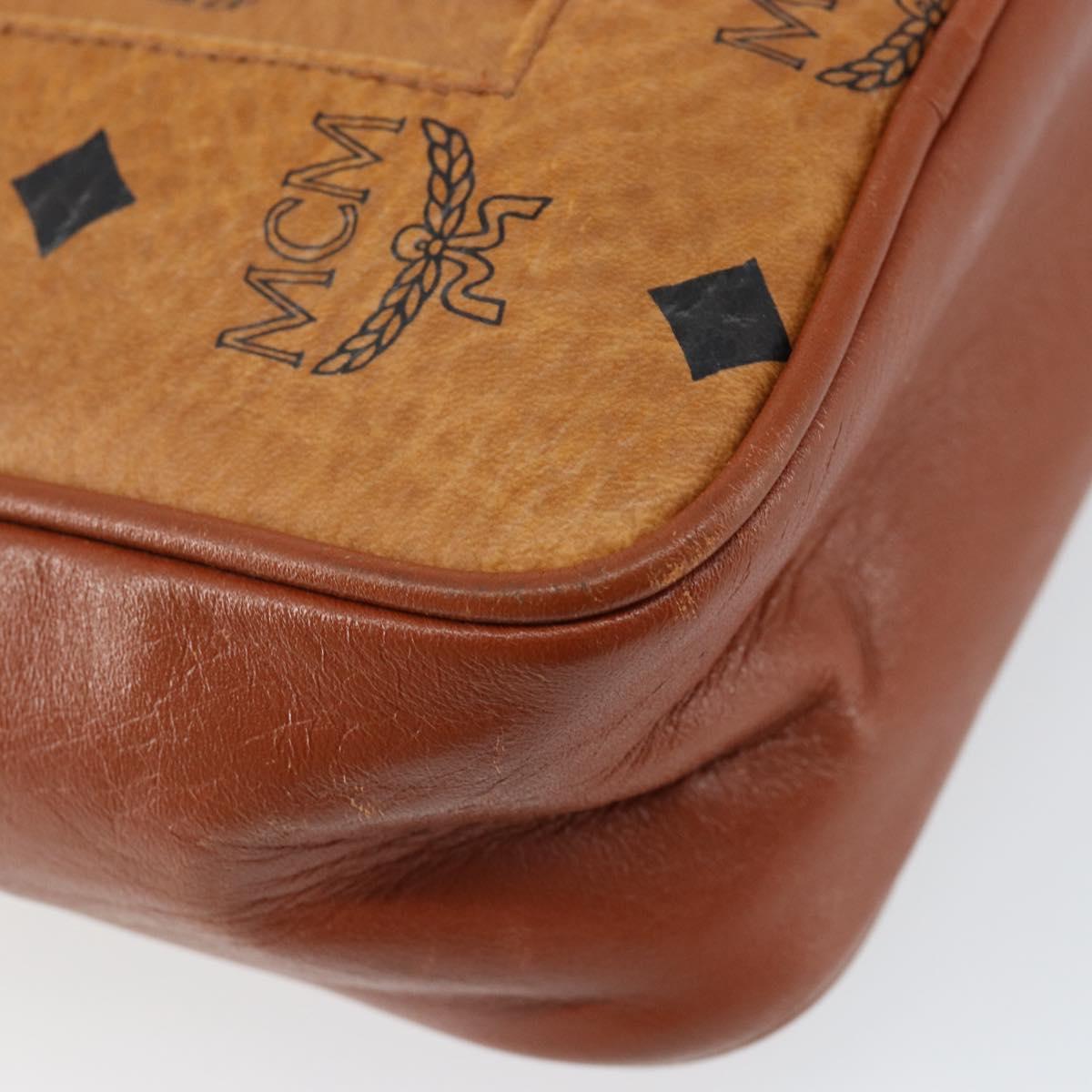 MCM Logogram Vicetos Shoulder Bag PVC Leather Brown Gold Auth BA7515