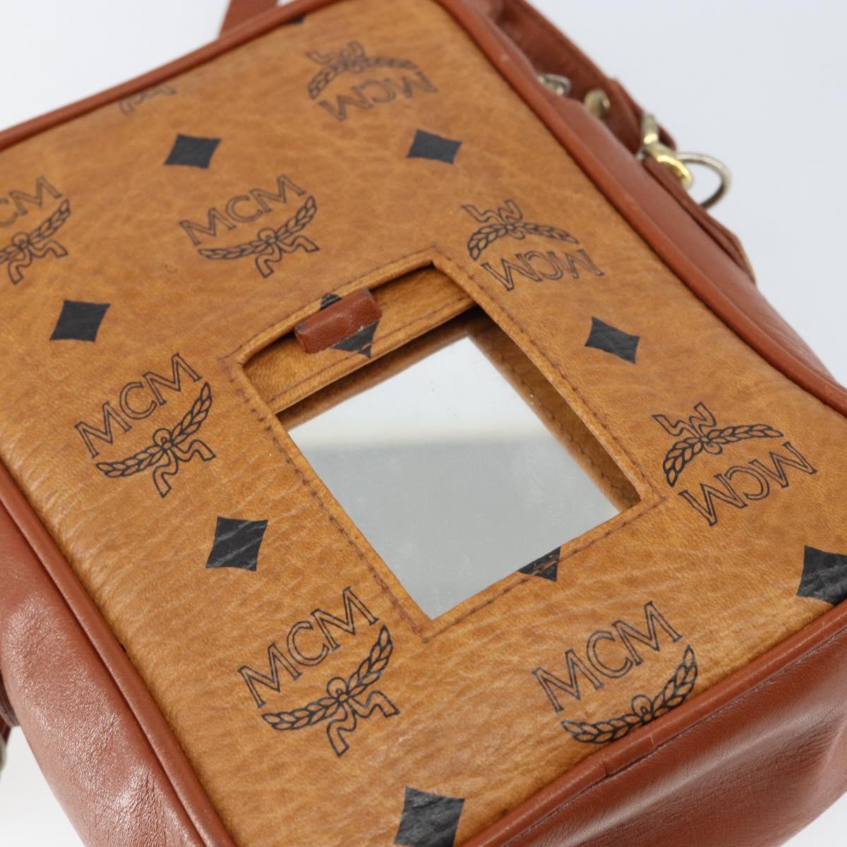 MCM Logogram Vicetos Shoulder Bag PVC Leather Brown Gold Auth BA7515