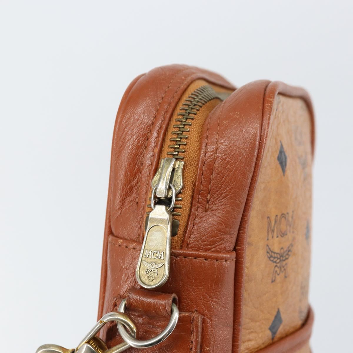 MCM Logogram Vicetos Shoulder Bag PVC Leather Brown Gold Auth BA7515