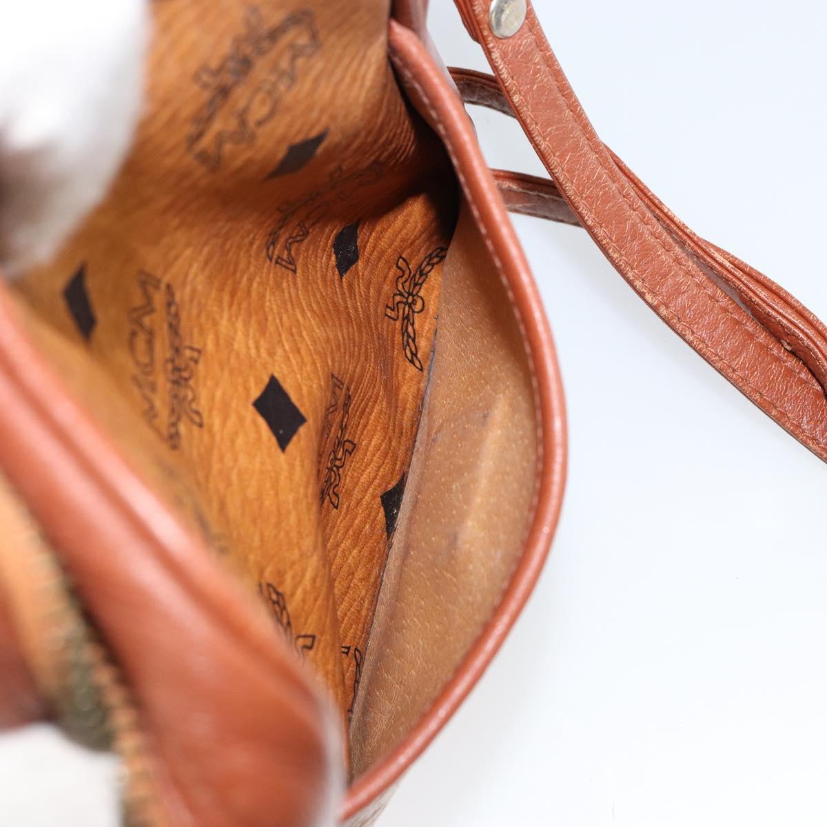 MCM Logogram Vicetos Shoulder Bag PVC Leather Brown Gold Auth BA7515