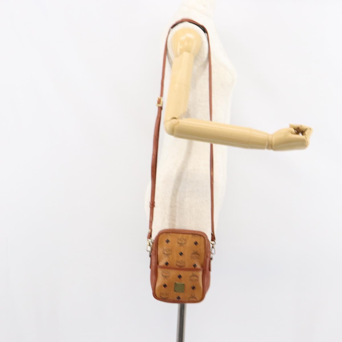 MCM Logogram Vicetos Shoulder Bag PVC Leather Brown Gold Auth BA7515