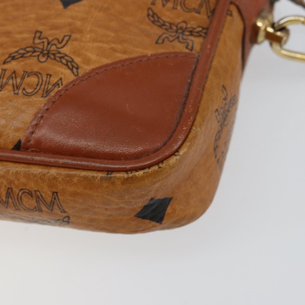 MCM Logogram Vicetos Clutch Bag PVC Leather Brown Gold Auth BA7516