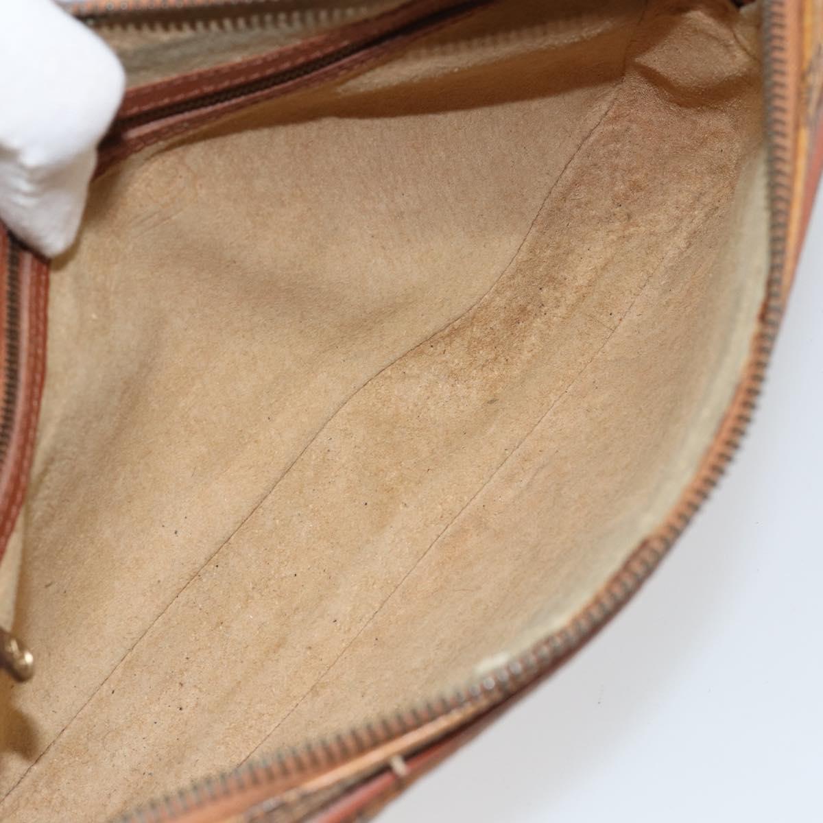 MCM Logogram Vicetos Clutch Bag PVC Leather Brown Gold Auth BA7516