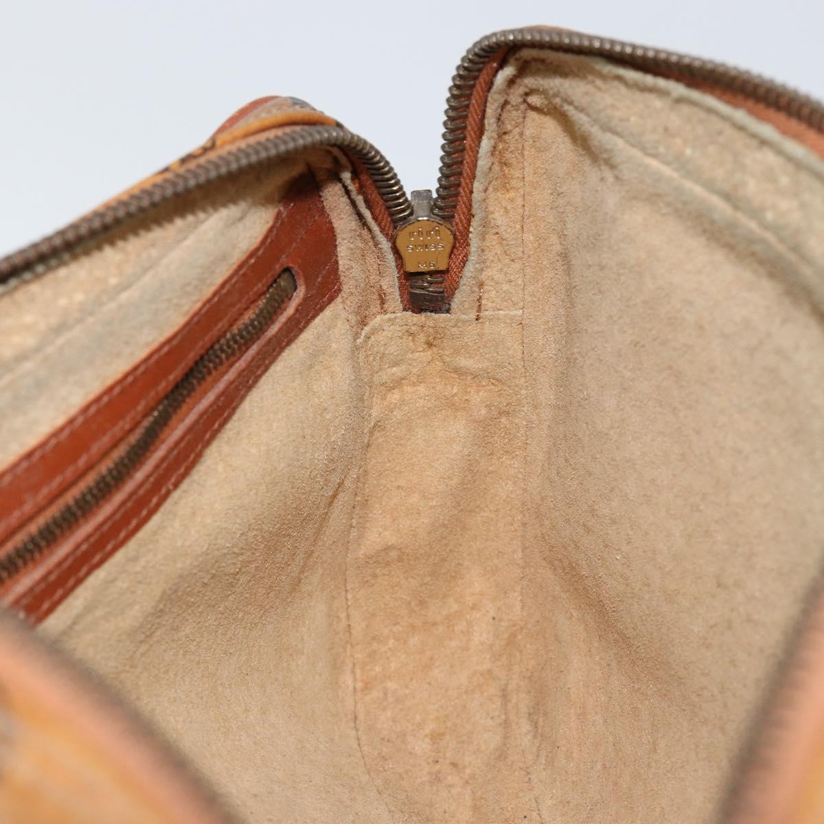 MCM Logogram Vicetos Clutch Bag PVC Leather Brown Gold Auth BA7516