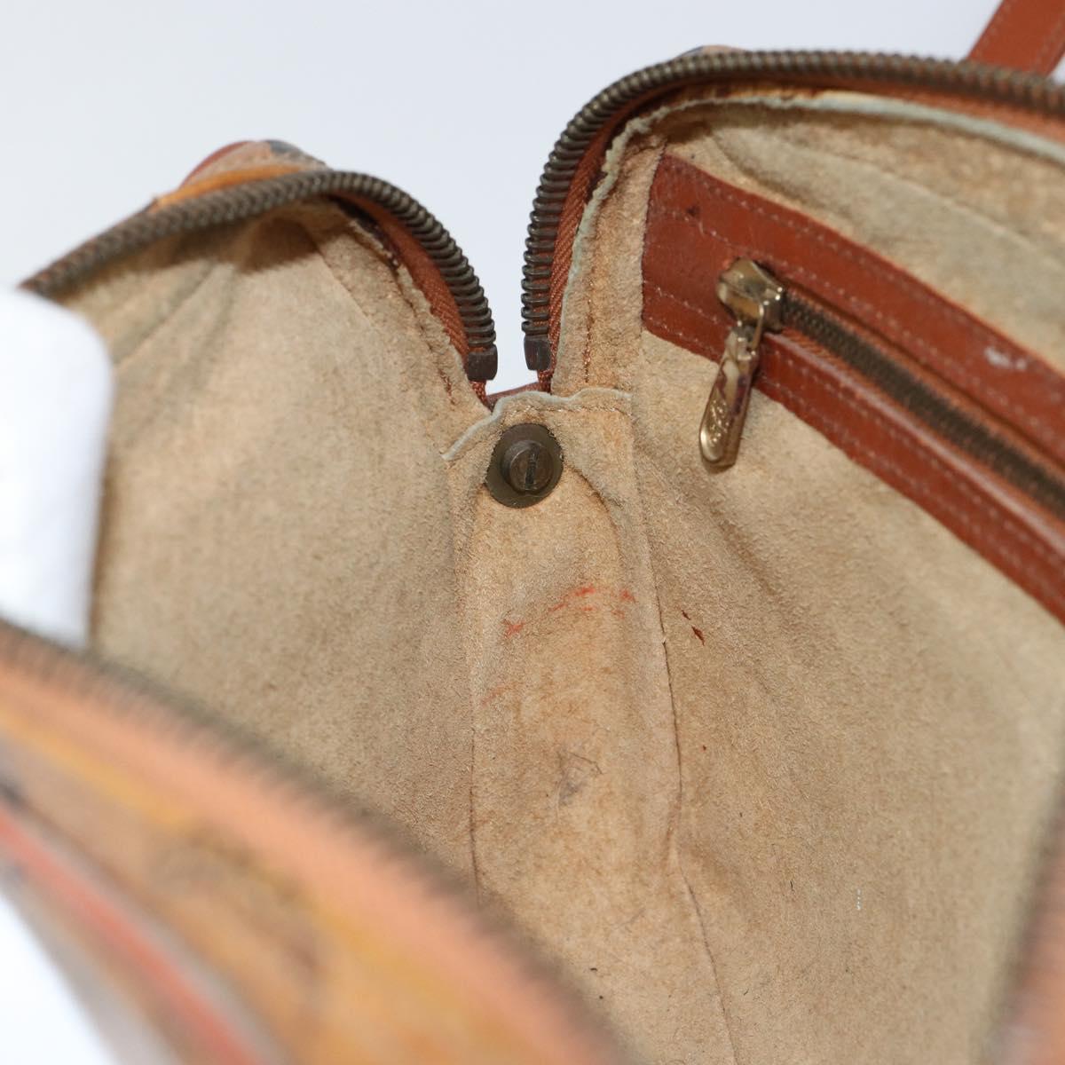 MCM Logogram Vicetos Clutch Bag PVC Leather Brown Gold Auth BA7516