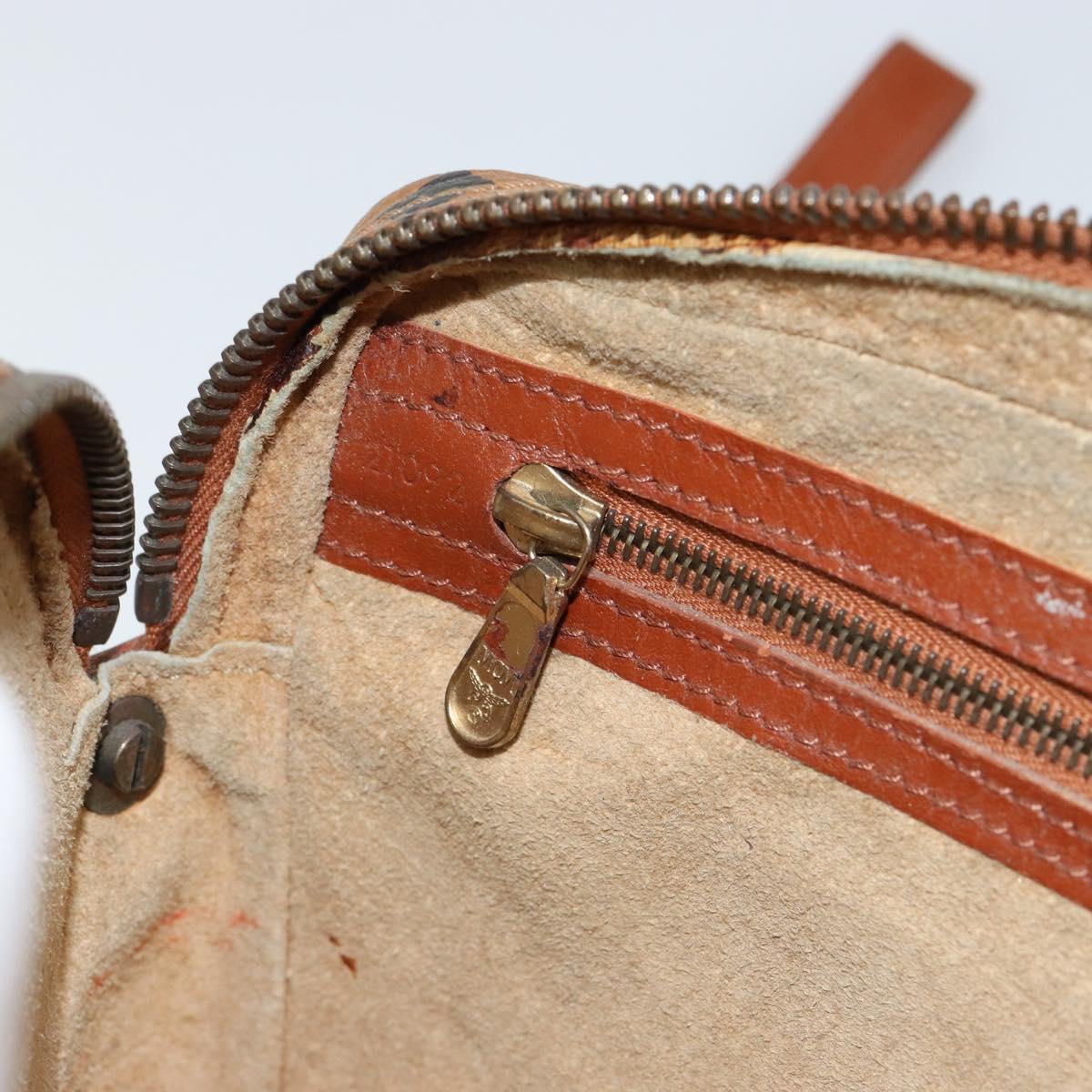 MCM Logogram Vicetos Clutch Bag PVC Leather Brown Gold Auth BA7516