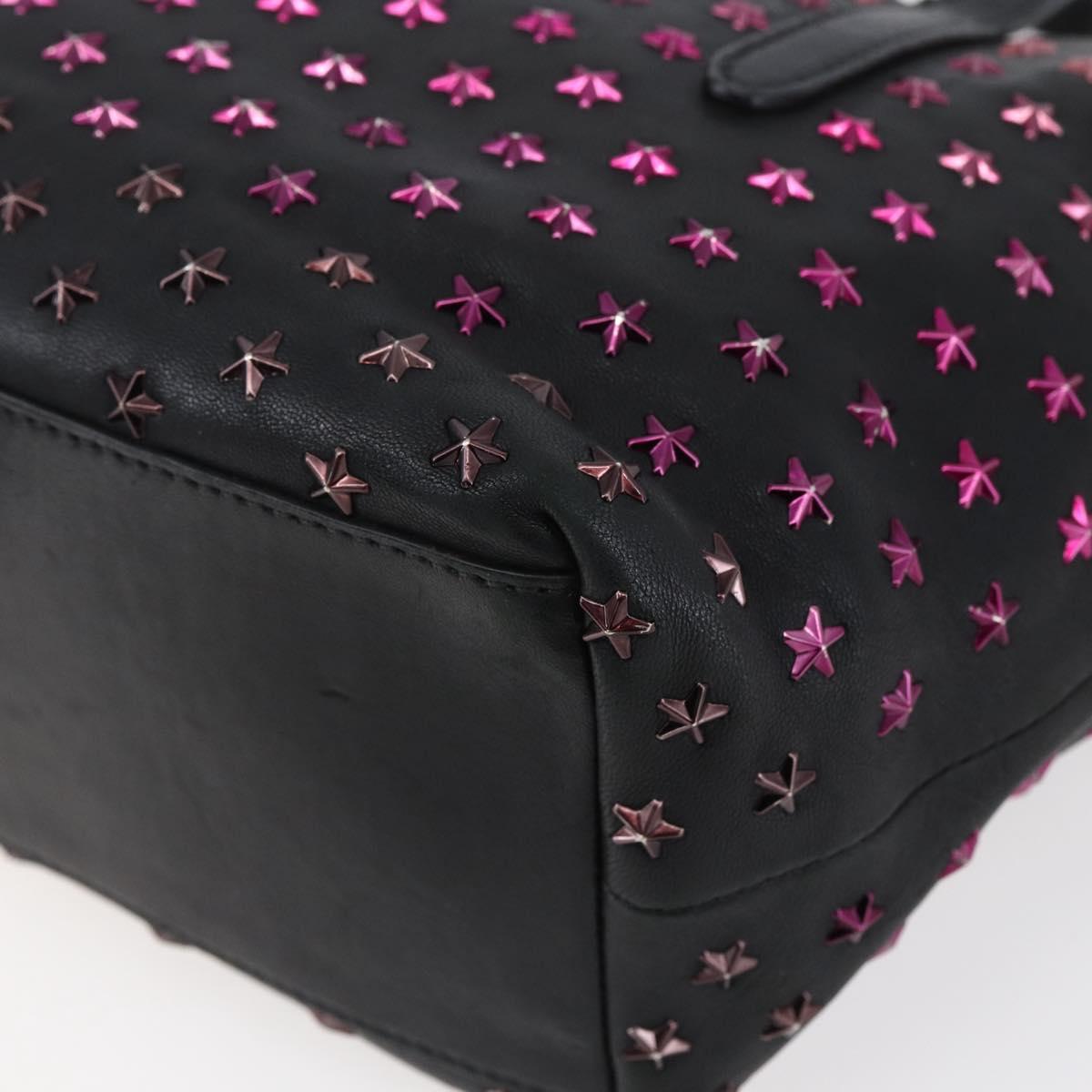 Jimmy Choo Studs Hand Bag Leather 2way Black Silver Auth BA7517