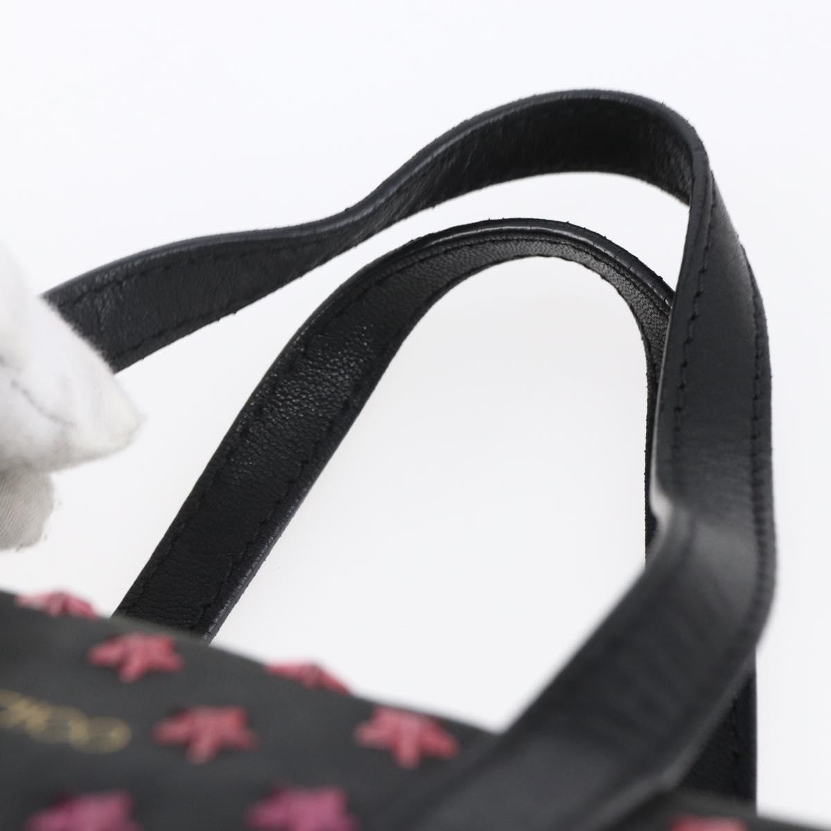 Jimmy Choo Studs Hand Bag Leather 2way Black Silver Auth BA7517