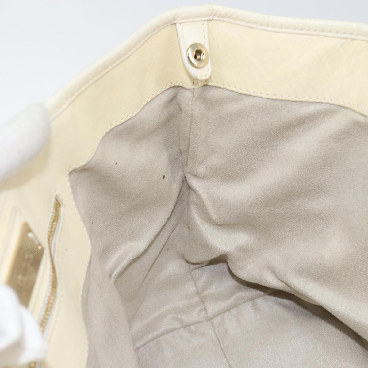 Jimmy Choo Studs Tote Bag Leather White Gold Auth BA7518