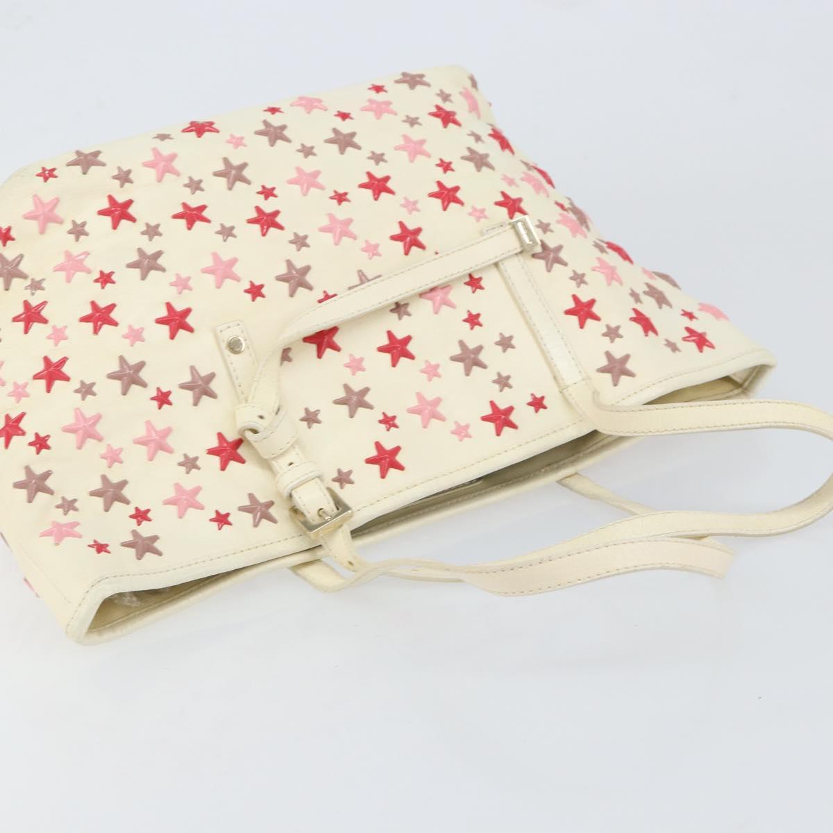 Jimmy Choo Studs Tote Bag Leather White Gold Auth BA7518