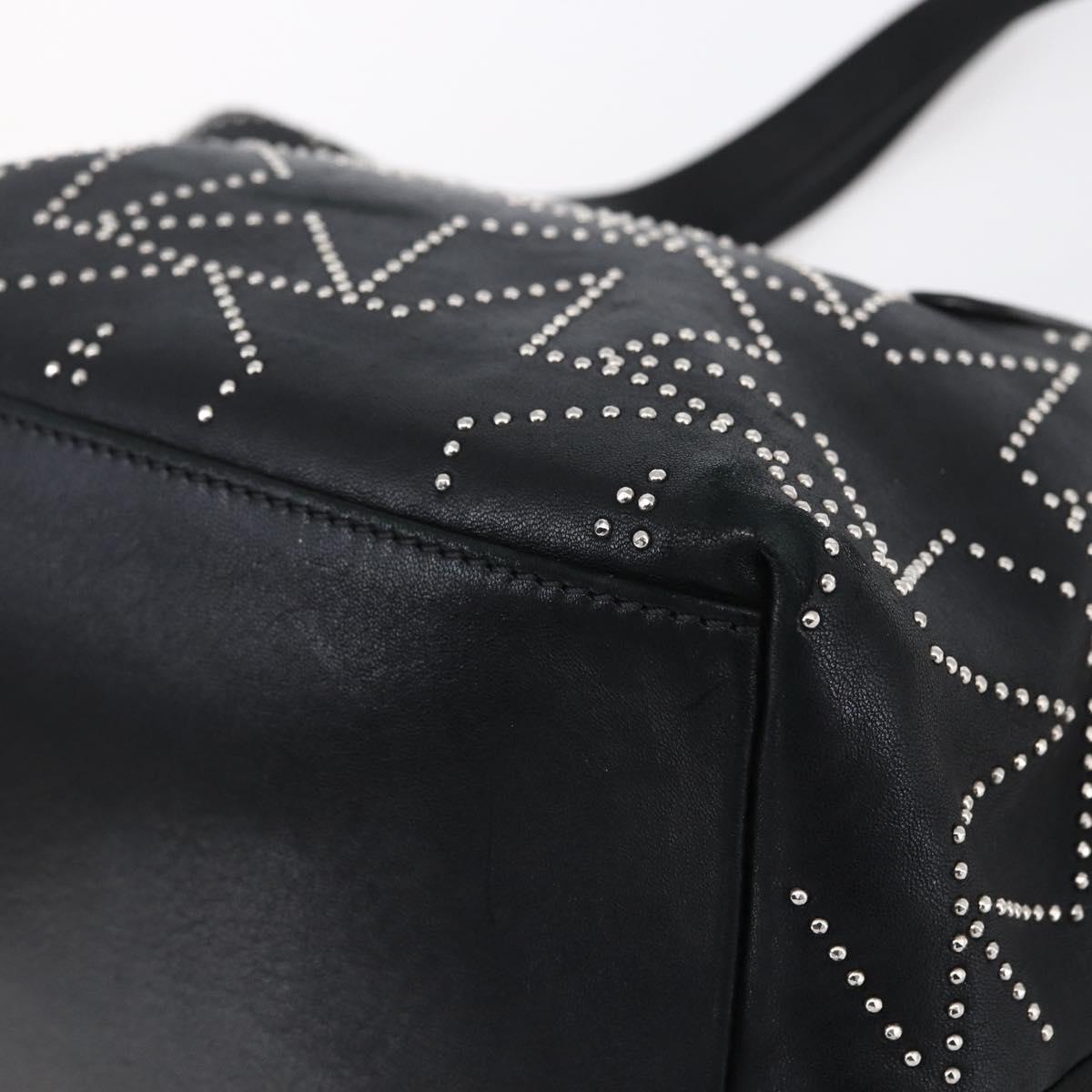 Jimmy Choo Studs Tote Bag Leather Black Silver Auth BA7519