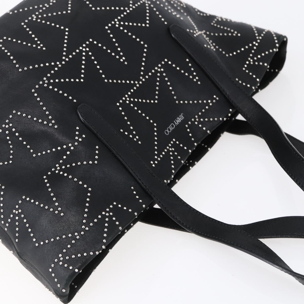 Jimmy Choo Studs Tote Bag Leather Black Silver Auth BA7519