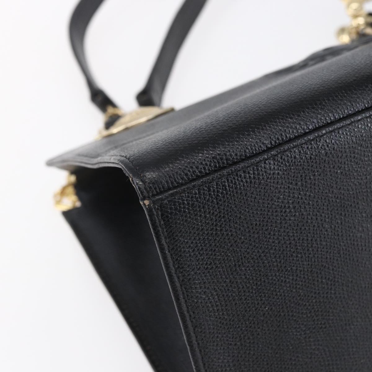 Gianni Versace Shoulder Bag Leather Black Gold Auth BA7521