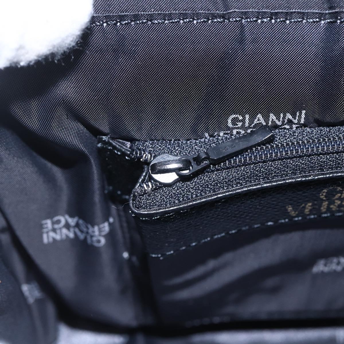 Gianni Versace Shoulder Bag Leather Black Gold Auth BA7521