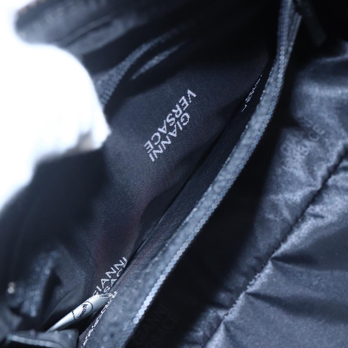 Gianni Versace Shoulder Bag Leather Black Gold Auth BA7521