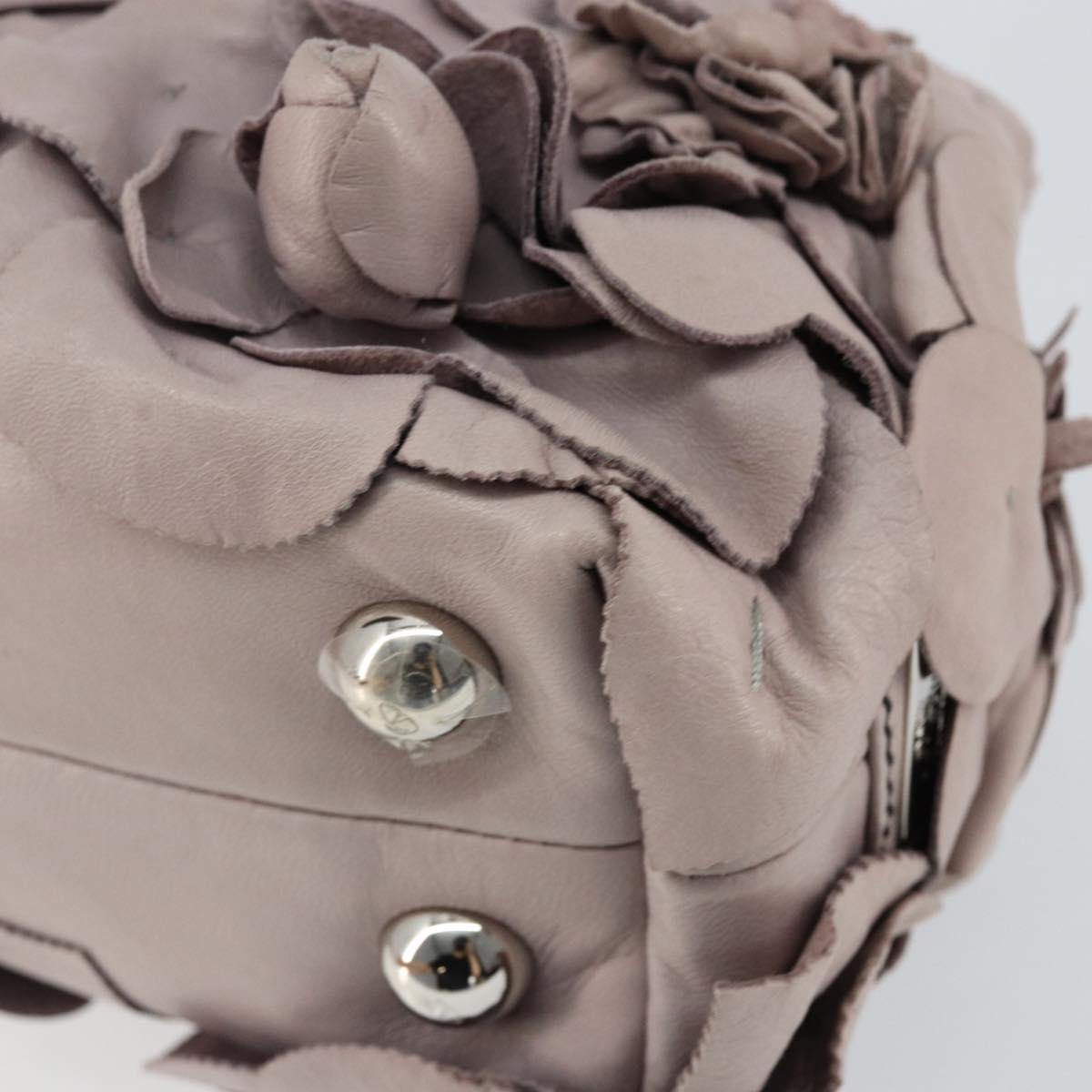 VALENTINO Hand Bag Leather Purple Silver Auth BA7522