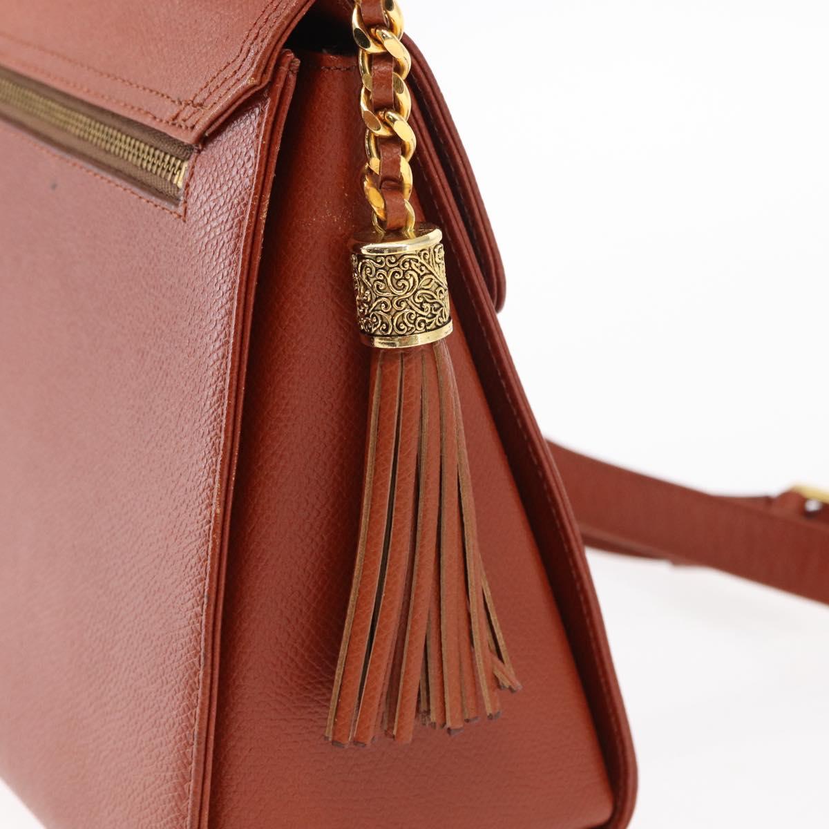 VALENTINO Hand Bag Leather 2way Brown Gold Auth BA7523