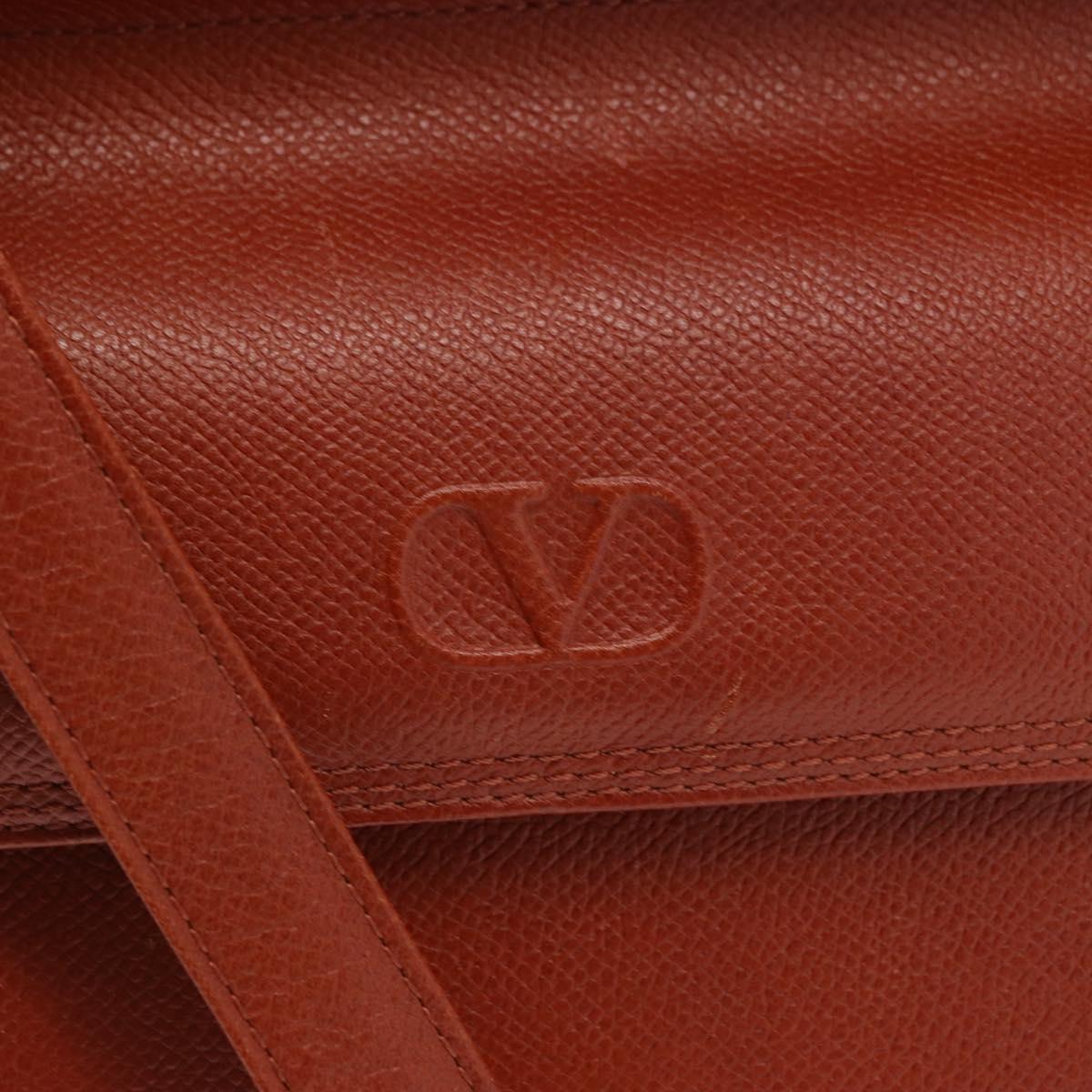 VALENTINO Hand Bag Leather 2way Brown Gold Auth BA7523