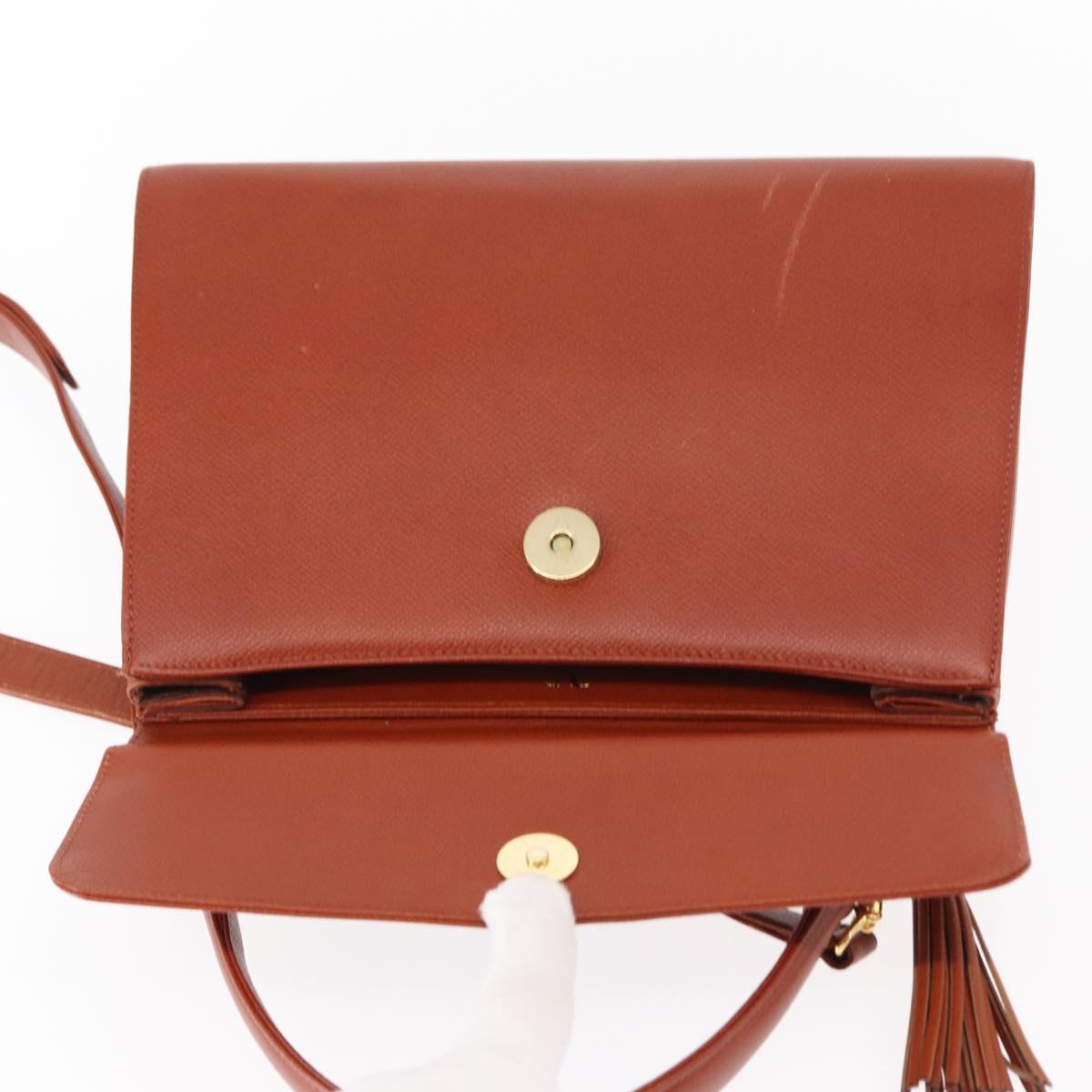 VALENTINO Hand Bag Leather 2way Brown Gold Auth BA7523