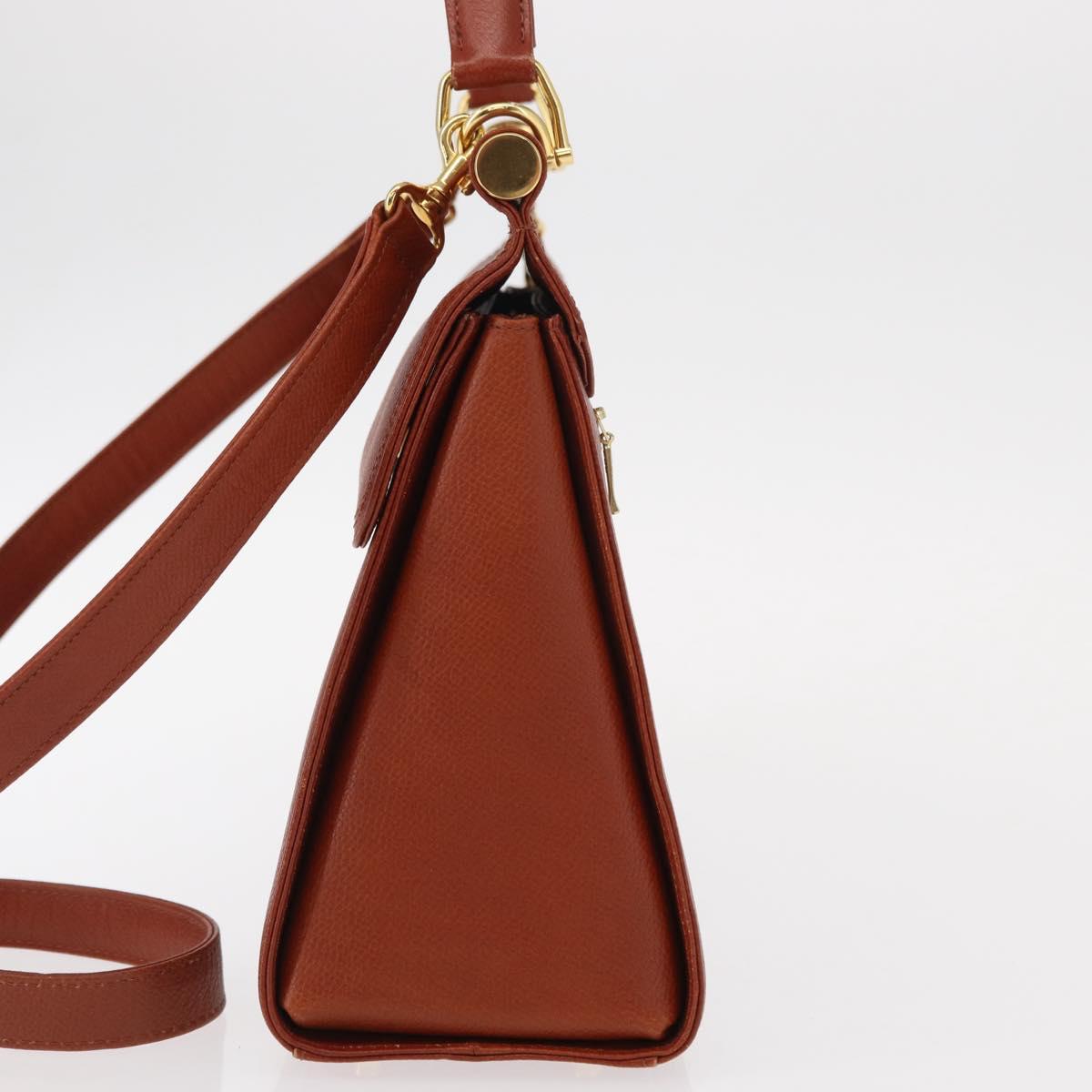 VALENTINO Hand Bag Leather 2way Brown Gold Auth BA7523