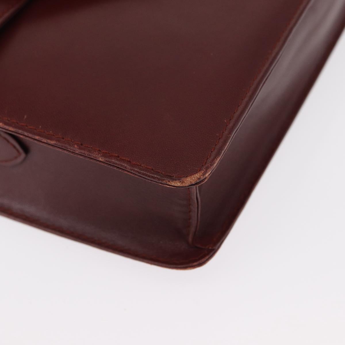 CARTIER Must Line Shoulder Bag Leather Bordeaux Gold Auth BA7524