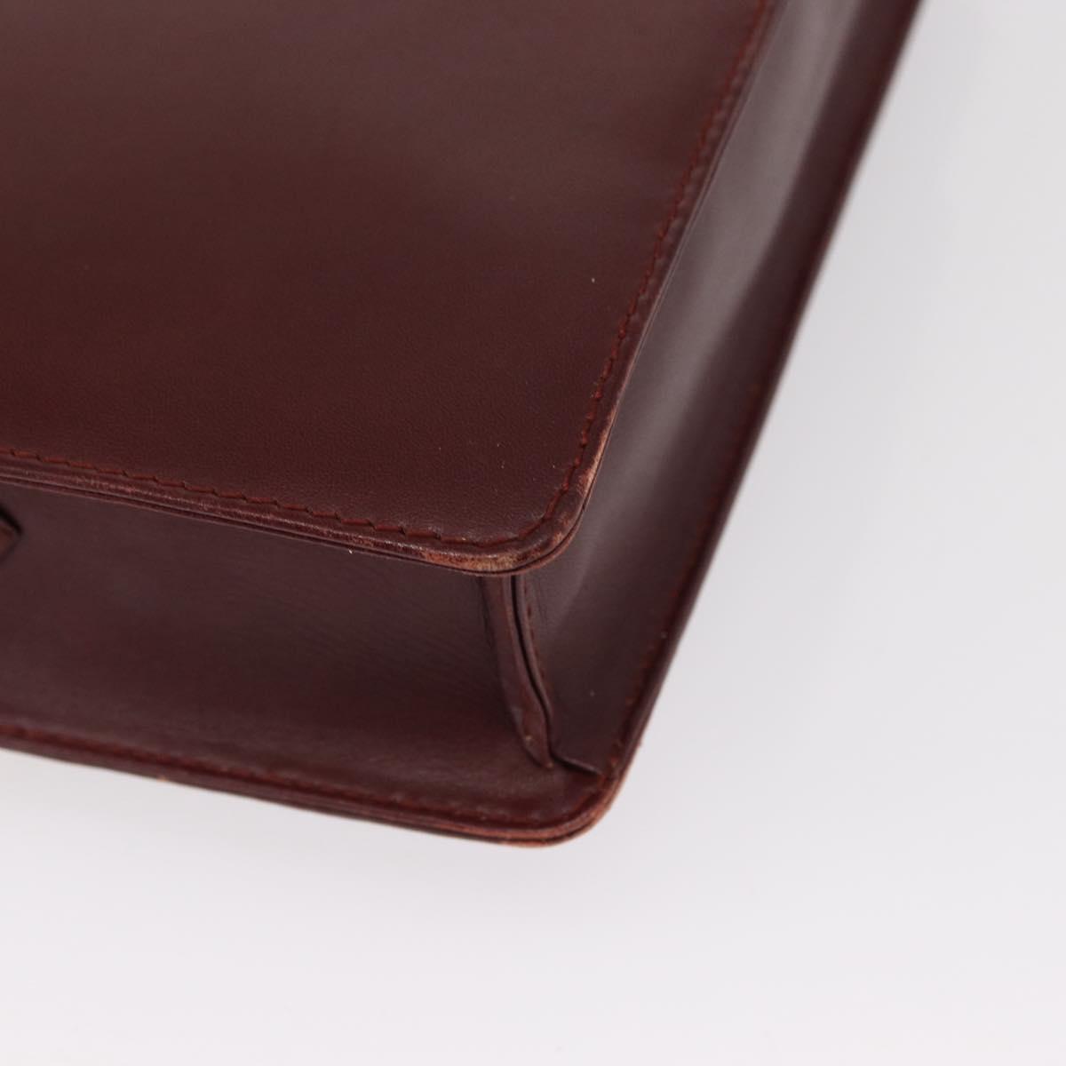 CARTIER Must Line Shoulder Bag Leather Bordeaux Gold Auth BA7524