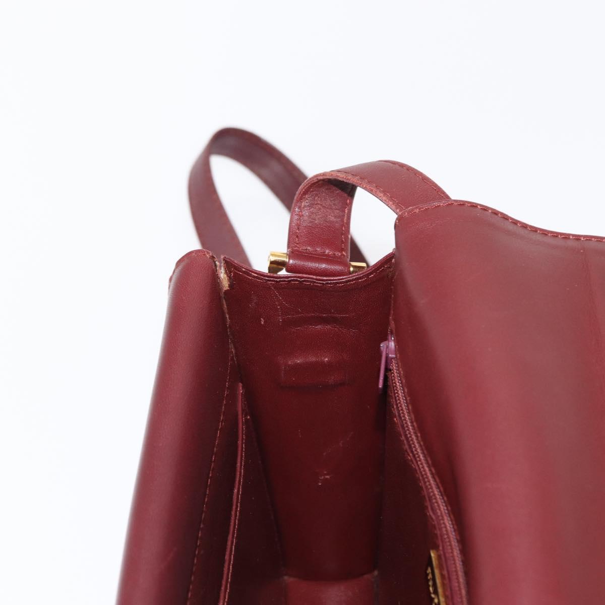 CARTIER Must Line Shoulder Bag Leather Bordeaux Gold Auth BA7524