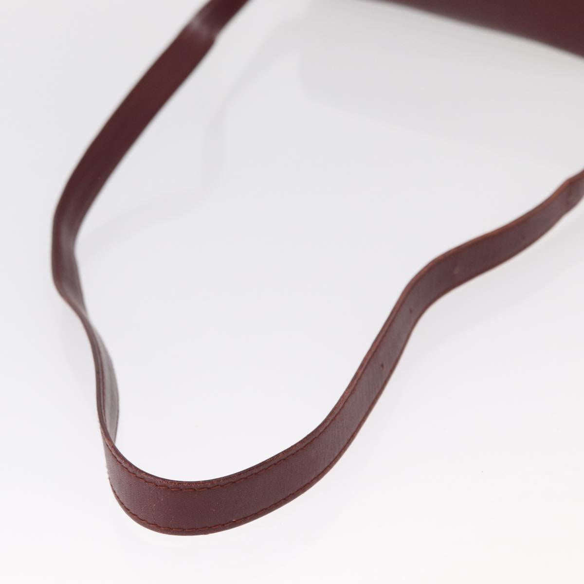 CARTIER Must Line Shoulder Bag Leather Bordeaux Gold Auth BA7524