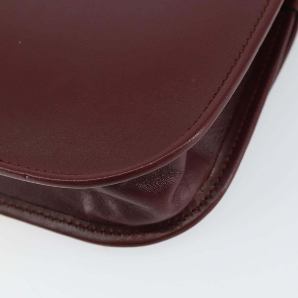 CARTIER Must Line Shoulder Bag Leather Bordeaux Gold Auth BA7526